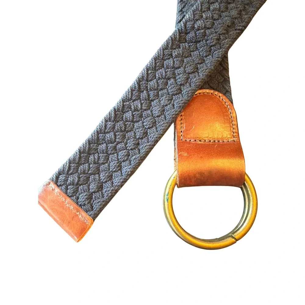 Martin + Osa Belt Navy Blue Woven Cotton Leather O-Ring Small Braided Nautical